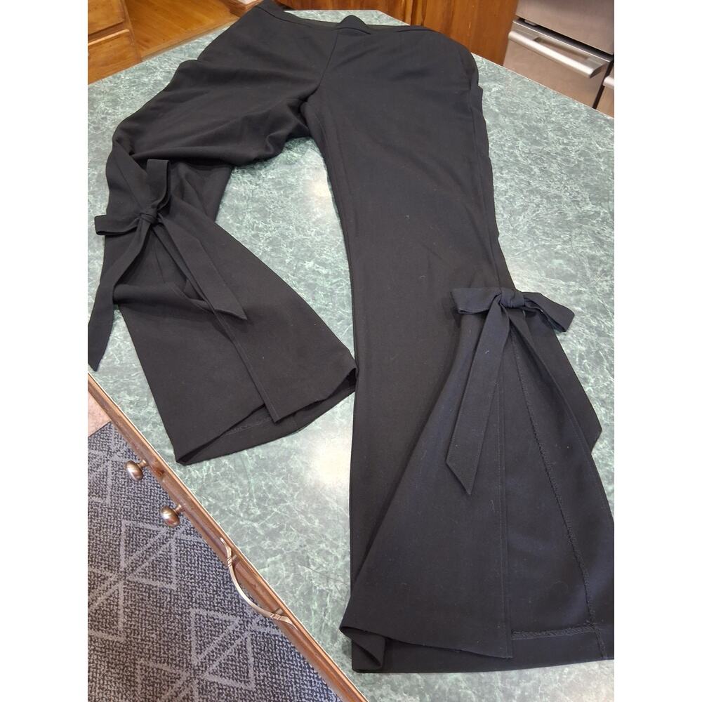 Venus High Rise Side Splits Bow Detail Black Coquette Y2K Stretch 12 Pants Boho